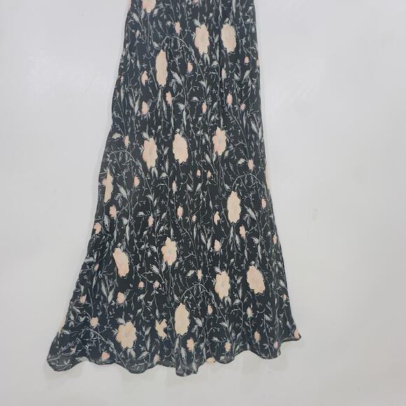 Vintage Silk Floral Print Maxi Dress Bias Cowl Neck Charter Club Sheer Lined 4P - Picture 8 of 11